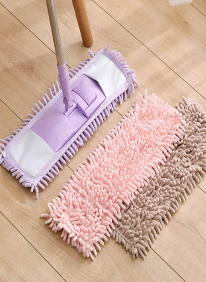 CHEOTIME Reusable Dry Sweeping Cloths, Chenille Reusable Mop Pads Floor Mop Pads Refills Flat Mop Pads Flat Replacements Heads for Floor Cleaning(Cream-Coloured) - Image 4